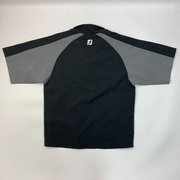 FootJoy Golf Jacket Mens S Small Black Short Sleeve Pullover Quarter Cover Up - Picture 3 of 13